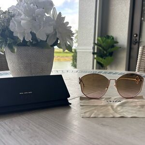Fendi Rose Gold Sunglasses with Pink-Brown Gradient Lenses